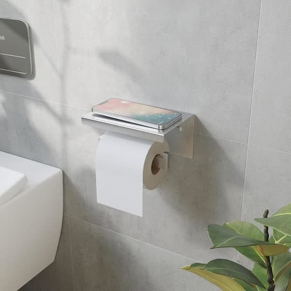 Toiletpapirholder i rustfrit stål, sølvgrå, vægmonteret toiletpapirholder, rulleholder, skruemontering