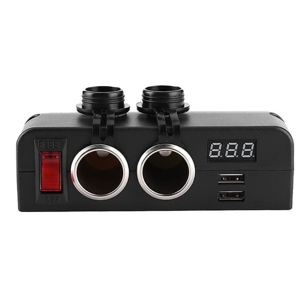 3-i-1 Multifunksjonell USB Billader med Voltmeter og Strømadapter for Sigarettenneruttak