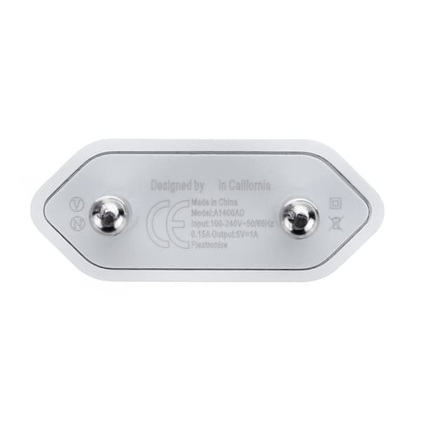 Apple Android mobiltelefon ladehode 5v1a enkeltport flat USB-lader - hvit, 2 stk