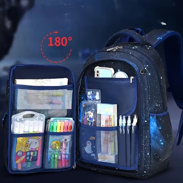 New Starry Sky Kids Backpack for Boys - Lightweight, Durable, and Stain-Reducing with Back Support