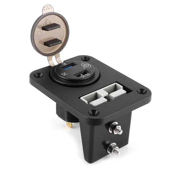 Billader med doble USB-porter og voltmeter for 12V/24V lastebiler, skip og bobiler