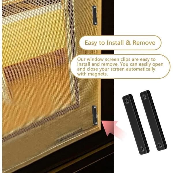8 Window Magnets - Self-Adhesive - No Drilling - Magnetic Clips - Magnetic Closure - For Mosquito Nets, Black