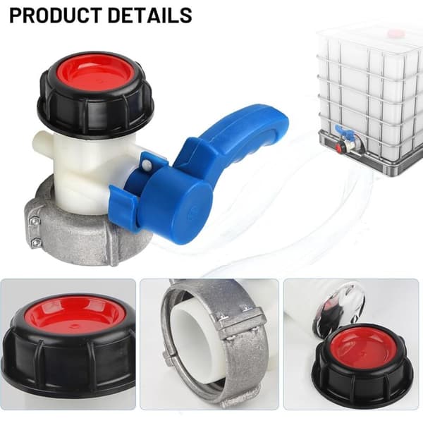 1000L Tankhaneadapter DN50 (75mm) IBC Tankfitting Afløbsventil IBC Tankadapter IBC Tankforbindelse Sommerfugl