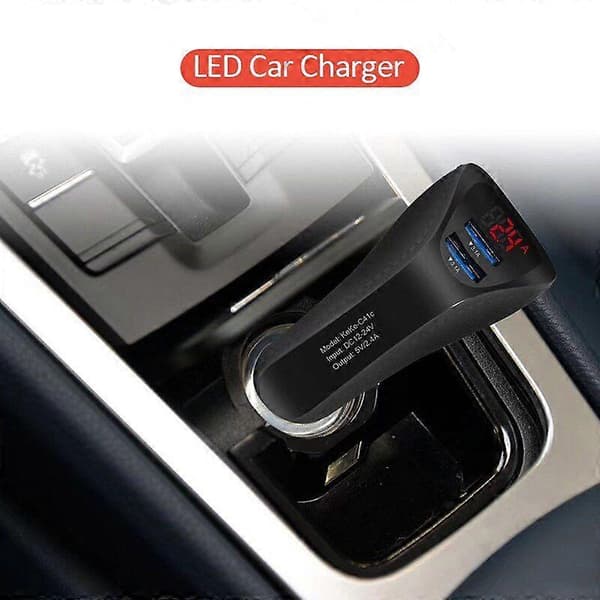 Multifunksjonell QC 3.0 Billader Digitalt Dobbel USB-grensesnitt LED-display Spenning