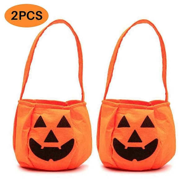 2 Halloween Pumpaformade Godispåsar, Godisväskor, Barnpyssel, Barnkalastillbehör