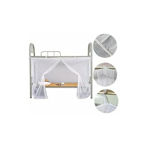 Yanmen White Mosquito Net, 1.4m High - 1 x 2.0m - Breathable Polyester - Suitable for Single Bed/Dorm - Easy to Install