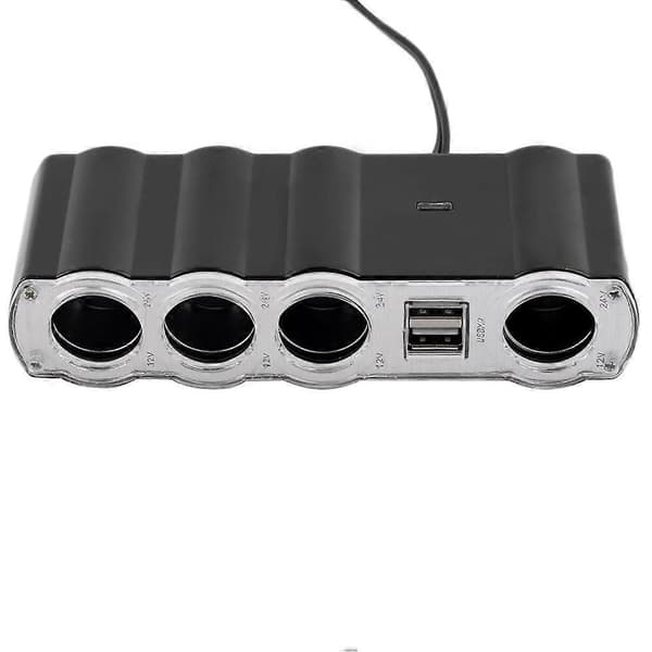 12v - 24v 4-vejs Multi Socket Biloplader Køretøj Auto Bil Cigarettænder Socket Splitter & Dobbelt Usb Porte Stik Adapter
