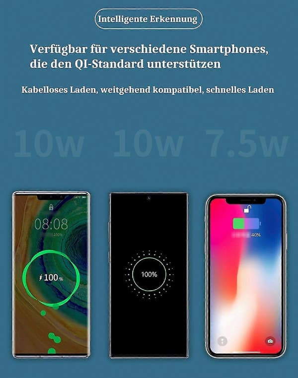 Foldbar trådløs oplader, trådløs oplader, smartphoneholder