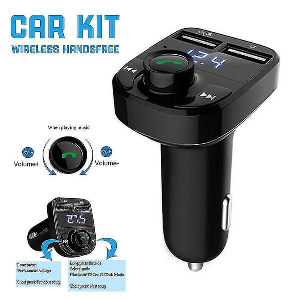Bluetooth Trådløs Bil FM Transmitter Adapter Radio MP3 Afspiller 2 USB Biloplader