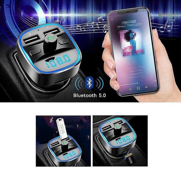 Bluetooth FM-sender med dobbelt USB-port biloplader