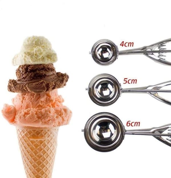 Iskremscoop i rustfritt stål - 3-delt iskremscoop for iskrem, kakedeig, melon - Eisportionier