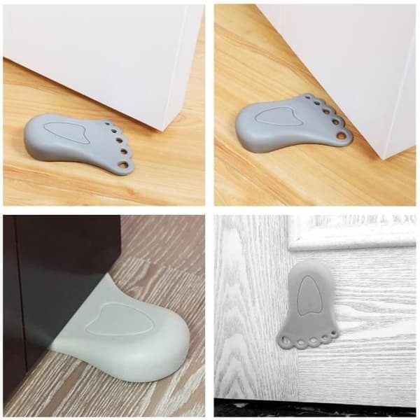 (grå) Dørstopper - Uspesifisert - Liten fot - TPR-gummi - 11x2,7 cm - 2 stk