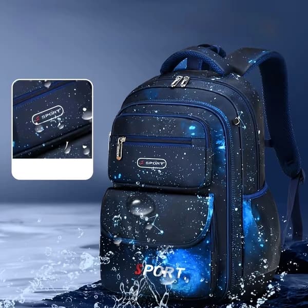 New Starry Sky Kids Backpack for Boys - Lightweight, Durable, and Stain-Reducing with Back Support