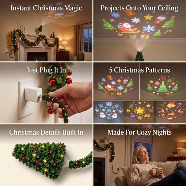 Juleprojektorlys, Plug and Play HD USB-juletræsprojektor