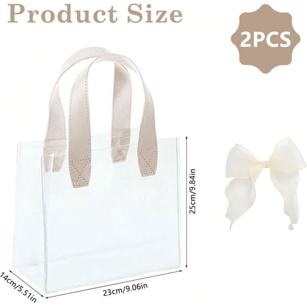 2-delade transparenta presentpåsar. Stor presentpåse med 2 band. Stor presentpåse. PVC-presentförpackning för födelsedagar och bröllop.
