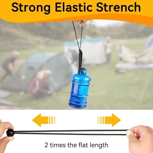 25 Stykker Elastiske Bungee Snore. 150 mm Fleksibel Elastik. Kugle Bungee Snore. Holdbare Elastiske Snore. Til Bannere, Presenninger, Camping, Telte (Sort)
