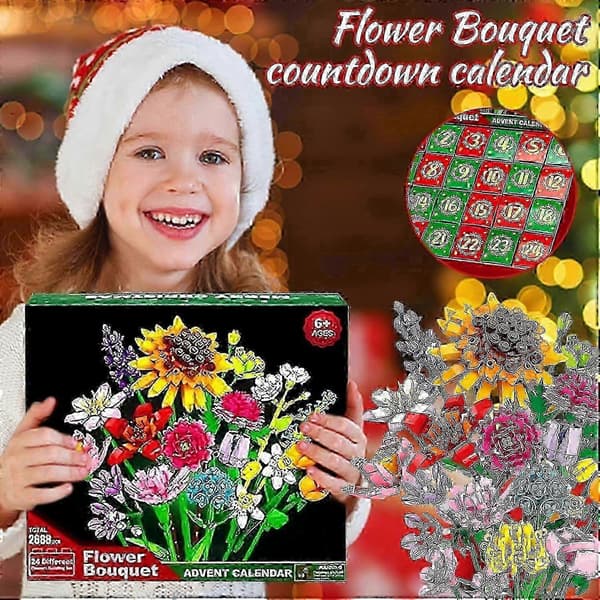 Blomsterbuket Klodser Julekalender 2024, Jul 24 Dages Solsikkebuket Blind Box