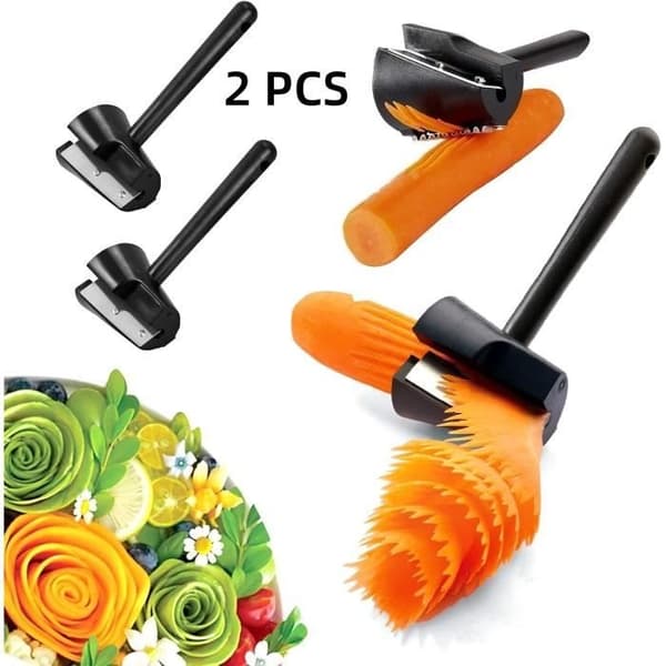 Grønnsakskutter - Ikke spesifisert - 2 i 1 - Plast og rustfritt stål - 20,5 x 3,7 x 4 cm - Svart