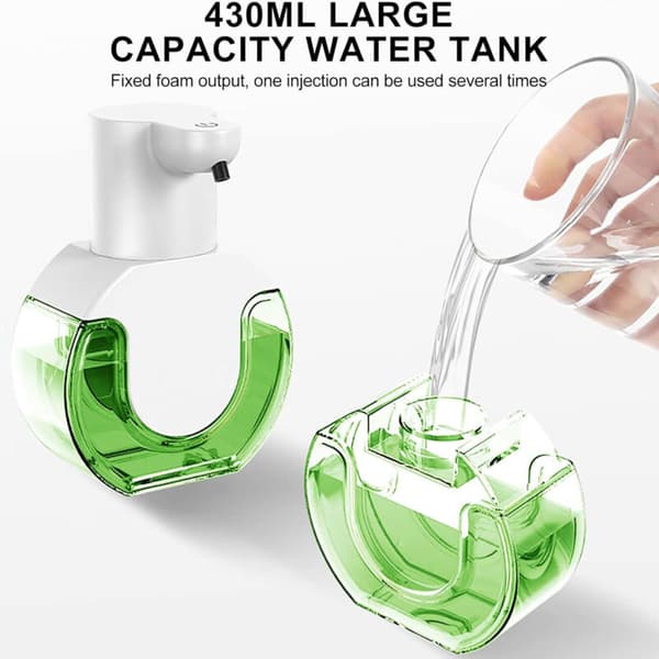 Automatisk sæbedispenser. USB genopladelig, 430 ml. 4-trins justerbar væskemængde. Vægmontering til badeværelse.