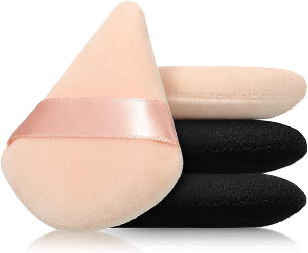 Trekantede Puffs 4-pak Makeup Ansigts Puffs (Sort, Nude)