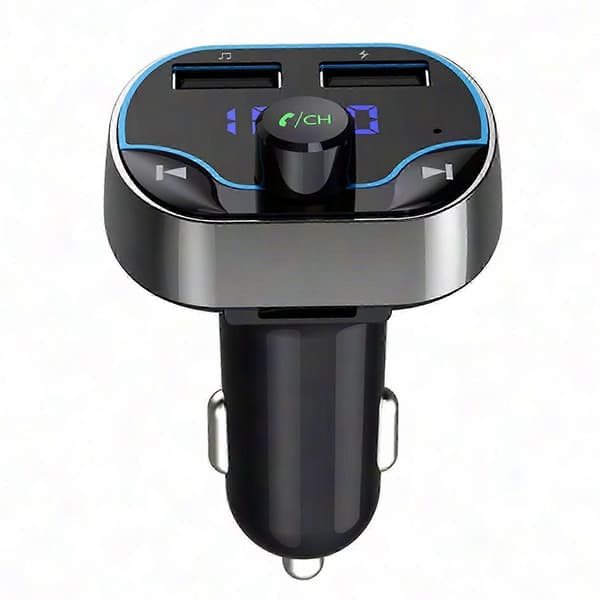 Dual USB Biloplader med Bluetooth MP3-afspiller og FM-sender til håndfri opkald