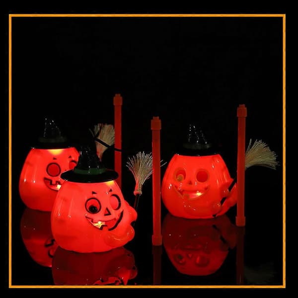 Halloween Fest Græskarlegetøj med Horrorlyd Jack-o'-Lantern Græskar Heksehåndkost