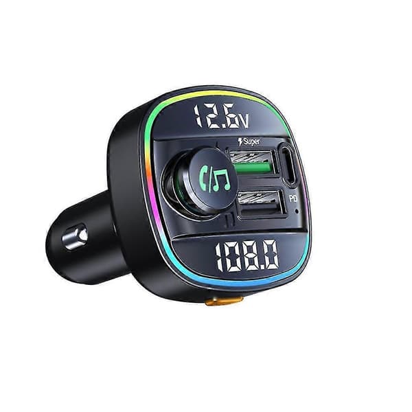 Bil Bluetooth-kompatibel 5.0 Fm-sender Qc3.0 Hurtiglading Billader
