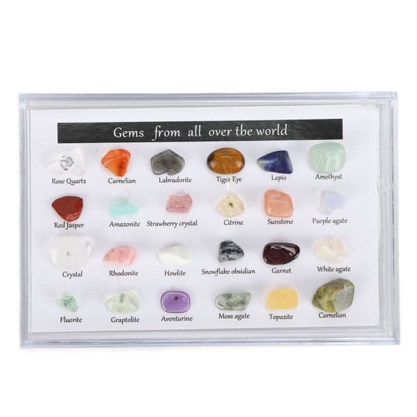 24 sorters Kristall Ädelstenar Chakra Sten Healing Kristall Sten Kit med Låda för Samlare