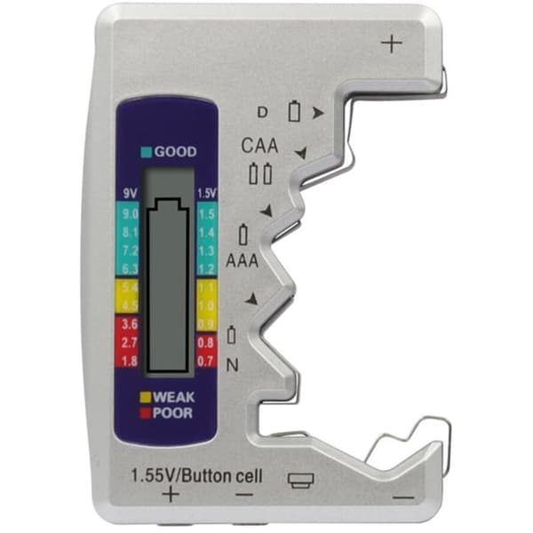 Universell digital batteritester. Digital batteritester. For AA, AAA, CDN, 9V og 1,5V knappebatterier