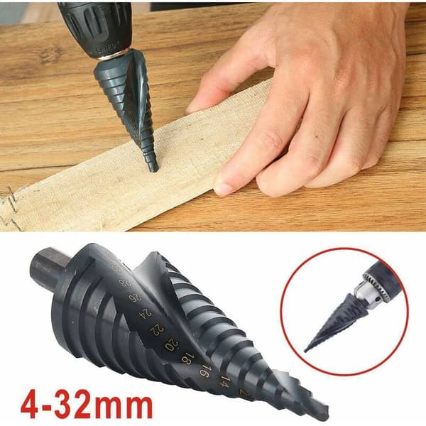 HSS Stepped Drill, Conical Drill in Metal 4-32mm for Screwdriver on Steel Wood Plastic