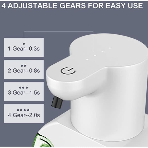 Automatisk sæbedispenser. USB genopladelig, 430 ml. 4-trins justerbar væskemængde. Vægmontering til badeværelse.