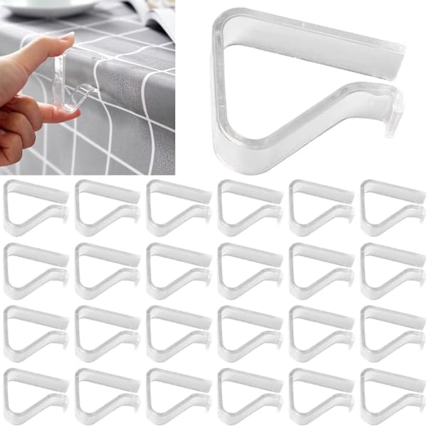 24 Pieces Transparent Tablecloth Clips, Plastic Tablecloth Clamps, Windproof Tablecloth Holders, Tablecloth Clips for Christmas Home Wedding