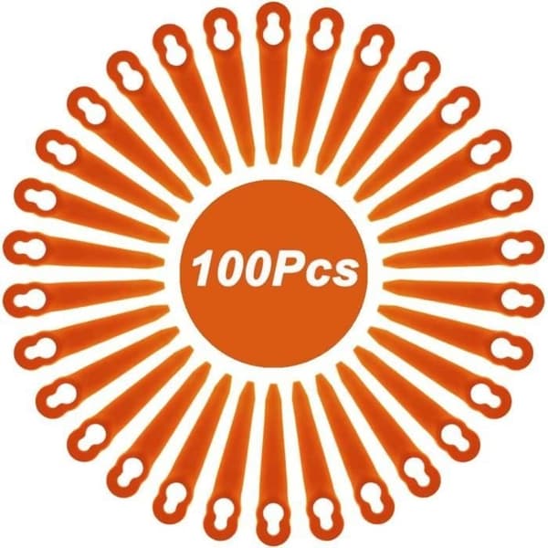 (Oransje) Pakke med 100 plastreserveblader, kompatible med Stihl Polycut 2-2, PolyCut 3-2, FSA 45 gresstrimmer 40080071000