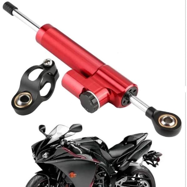 Styretøjsdæmper. Universal styretøjsdæmper stabilisator. Universal aluminiumslegering styretøjsdæmper stabilisator til de fleste motorcykler (rød og sort)