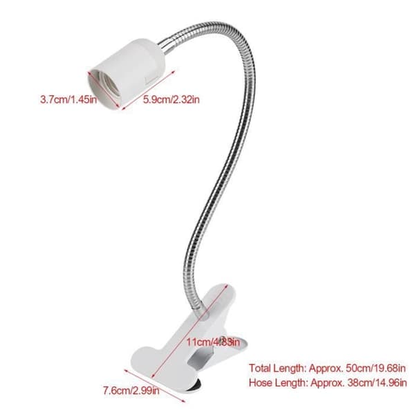 (Hvit) LED-skrivebordslampe med klemme - Dimbar - Fleksibel - Hvit - Metall + Plast - E27