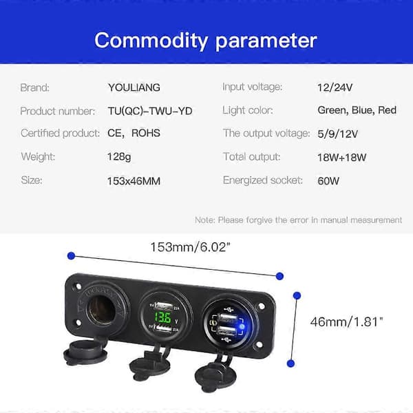 Hurtig 4 USB Biloplader LED Voltmeter Stik Cigarettænder Automatisk Adapter