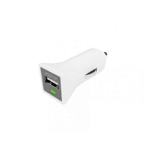 USB Biloplader - Approx - 1A - Hvid - Overbelastningsbeskyttelse - LED-indikator
