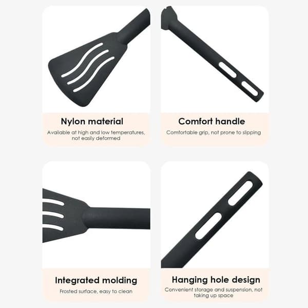 Nylon Spoon and Spatula Combination, Kitchen Utensil, Ergonomic Scratch-Free Cooking Tools for Baking and Kitchen