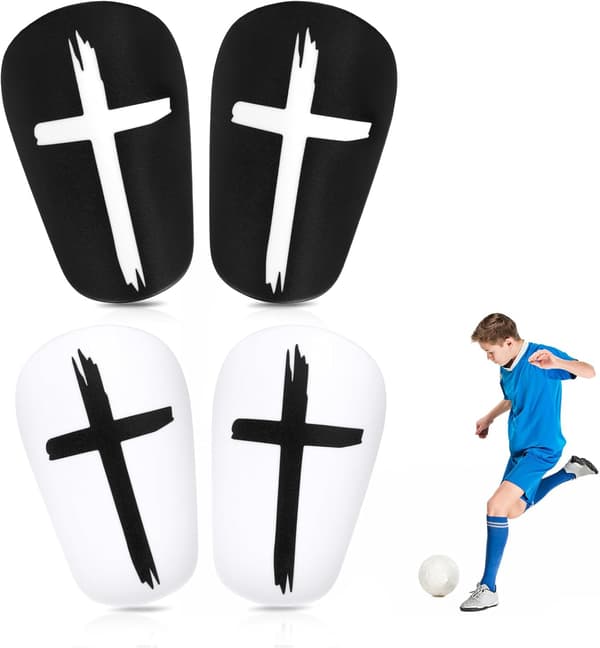 2 par mini fotbollsbenskydd, 8x5 cm svart & vit korsbenskydd extra mini benskydd skyddsutrustning benskydd för tonåringar Ad