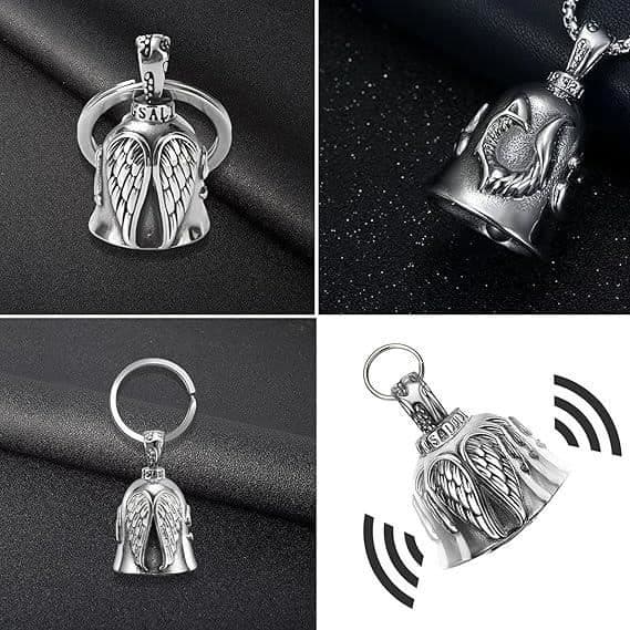 (Sølv) 2 stykker motorcykel Guardian Bell dørklokke, Guardian Bell rustfrit stål sølv, rustfrit stål motorcykel skytsengelformet