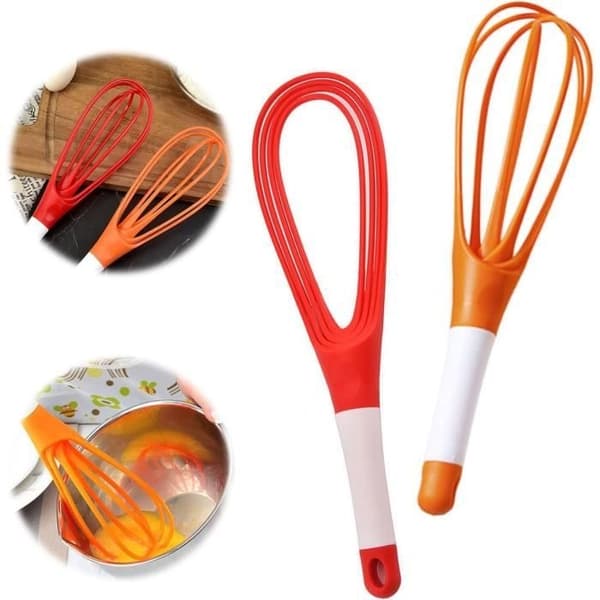 2 stk 2-i-1 sammenleggbare silikonvisper roterende egg smørblander non-stick kjøkkenutstyr for matlaging
