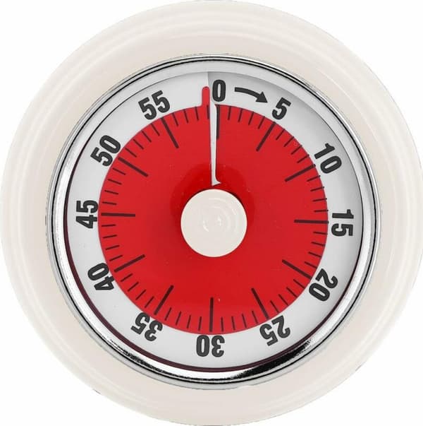 Kjøkkentimer Mekanisk Timer Koketimer Studenttimer Rustfritt Stål med Magnet - Rød, 1 stk