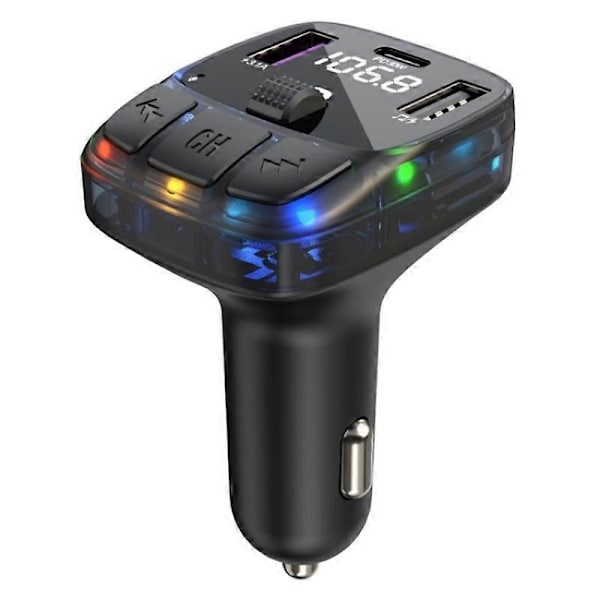 C57 PD Type-C + Dobbelt USB Biloplader Farverigt Lys Bil Bluetooth Adapter FM Transmitter