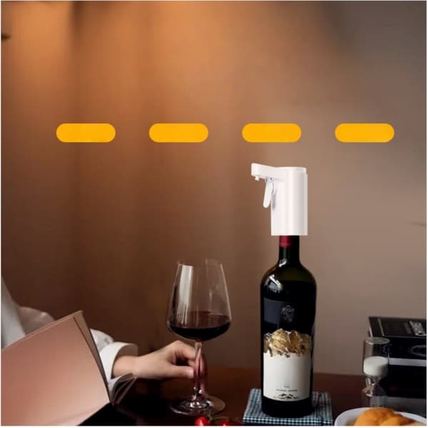 Smart sensor-driven wine dispenser USB rechargeable with touch control and adjustable four-level dosing for spirits, home bar and party White