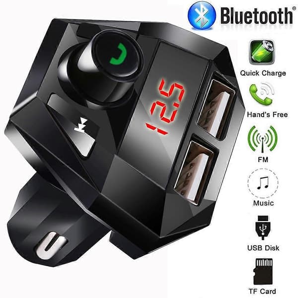 Bil MP3-afspiller Bluetooth FM-sender Håndfrit bilsæt Audio MP3-modulator Display 5V 21A USB-biloplader biltilbehør
