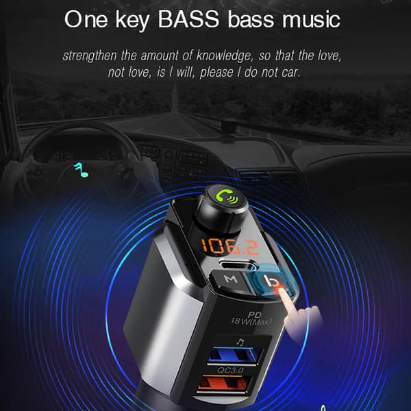 Bluetooth-kompatibel biltransmitter USB-udgang biloplader håndfri opkald