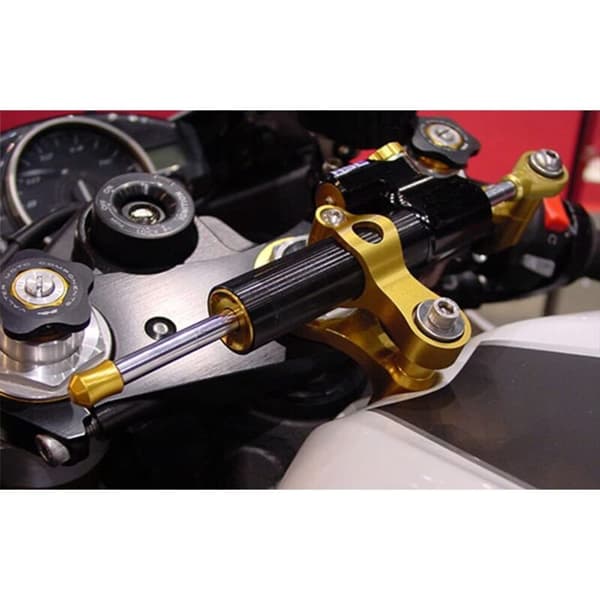 Styredæmper - Universal aluminiumslegering motorcykel styredæmper stabilisator (guld + sort)
