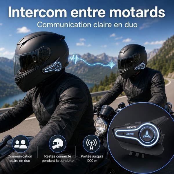 Bluetooth moottoripyöräkypäräkuulokkeet - A3 - 2 kpl - Bluetooth 6.0 - Melunvaimennus
