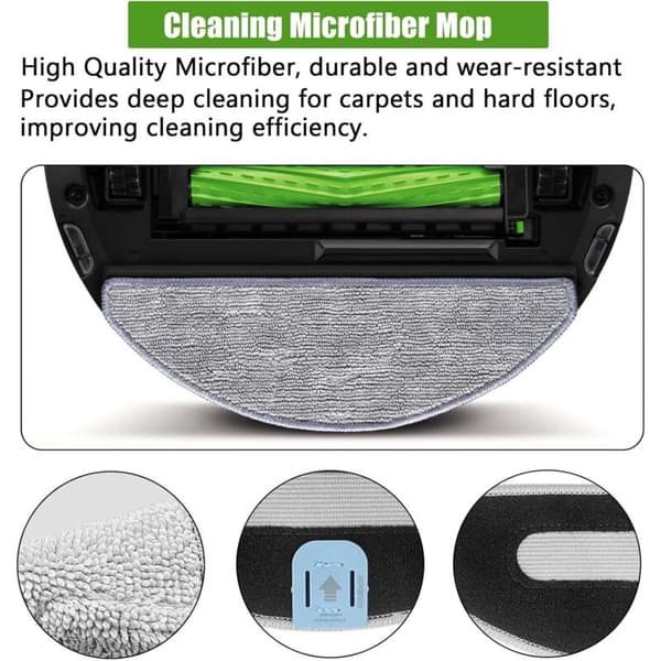 4 stk. erstatningsklude til iRobot Combo i8 / i8+ / i5 / i5+ / j5 / j5+ robotstøvsuger tilbehør vaskbare genanvendelige mikrofiber moppepuder