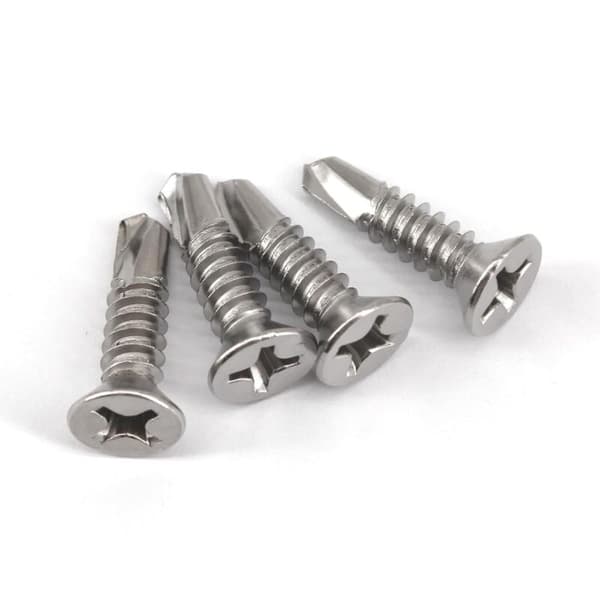 Pakke med 200 selvborende flathode Phillips-skruer M4,2 x 25 mm i 304 rustfritt stål